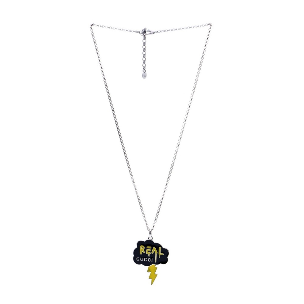 NWT Sealed GUCCI 100% Authentic Ghost Thunderbolt Cloud Enamel Pendant Necklace